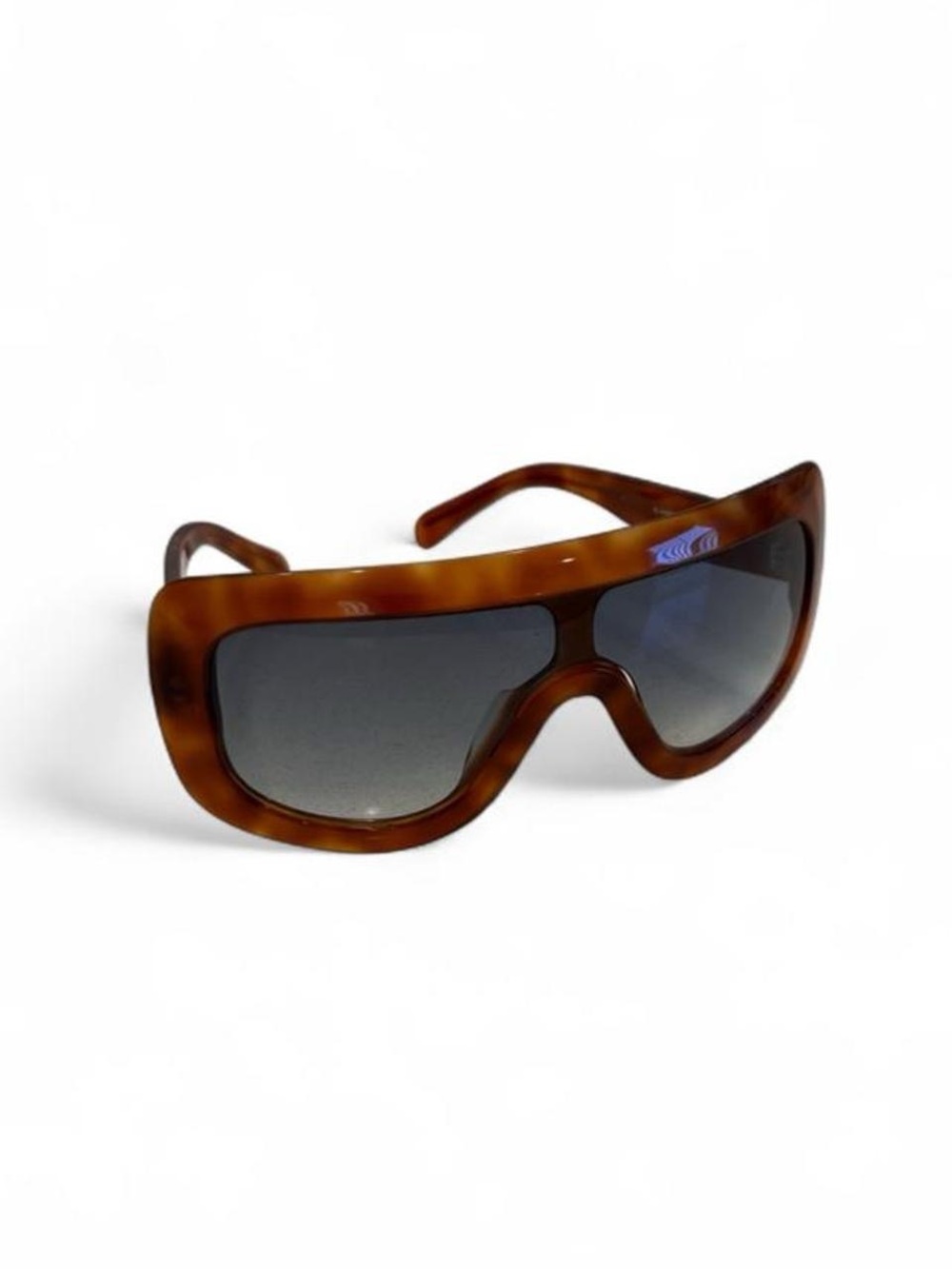 Tortoiseshell Shield Sunglasses - Brown Frame, Gray Lenses